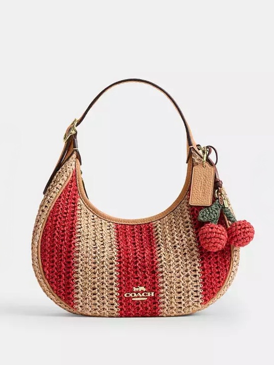 Coach Handbags - Coach Emily Crochet Shoulder Bag in Red and Natural with Cherry Charm